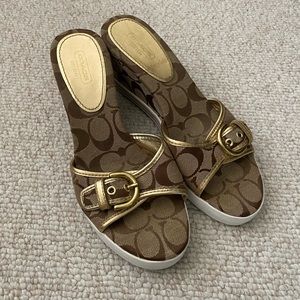 Coach Signature Print Wedge Sandals
